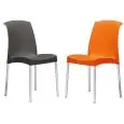 SILLA JENNY - MOD. 20JEY - ASIENTO y RESPALDO de POLIPROPILENO RECICLABLE - Patas de ALUMINIO ANODIZADO Ø mm 25 - Para INTERIORES y EXTERIORES - APILABLE - Med. cm L 49 x P 47 x H 85 - Homologación CE