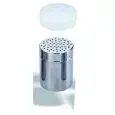 TARRO PARA ESPECIAS CON ORIFICIOS mm. 3 DE ACERO INOX CON TAPA DE PLÁSTICO - MEDIDAS ø cm. 7x9,6h