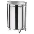 CUBO DE BASURA SOBRE RUEDAS DE ACERO INOX - MOD. AV4667 - Estructura de forma cilíndrica de acero inox - Tapa moldeada - Ruedas giratorias - Comando a pedal - Capacidad Lt. 50 - Medidas Ø cm 39 x H 60
