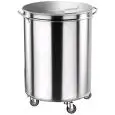 CUBO DE BASURA SOBRE RUEDAS DE ACERO INOX - MOD. AV4669 - Estructura de forma cilíndrica de acero inox - Tapa moldeada - Ruedas giratorias - Capacidad Lt. 100 - Medidas Ø cm 46 x H 70