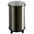 CUBO DE BASURA SOBRE RUEDAS DE ACERO INOX - MOD. AV4671 - Estructura de forma cilíndrica DE ACERO INOX - Tapa moldeada - Ruedas - Cubo interno - Capacidad Lt. Lt. 63 -  Medidas Ø cm 39 x H 60