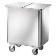 TOLVA DE ACERO INOX SATINADO - MOD. AV4680 - Con ruedas - Tapas removible - Con separador interno - Capacidad Lt. 115 -  Medidas cm A 61 x F 40 x h 73