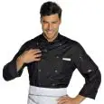 CHAQUETA DE COCINERO CHEF FRANCOFORTE - MOD. 059019 - 100% POLIÉSTER SUPER DRY MICROFIBRA - TEJIDO ANTIMANCHA QUE RESPIRA - COLOR NEGRO
