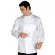 CHAQUETA DE COCINERO CHEF MONACO - MOD. 057450 - 100% ALGODÓN - BOTONES REDONDOS BLANCOS - FUELLES LATERALES - RED DE AIREACIÓN EN LAS AXILAS - BOLSILLO EN EL PECHO Y EN EL BRAZO - COLOR BLANCO