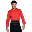 CHAQUETA DE COCINERO CHEF BILBAO - MOD. 059307 - 65% POLIÉSTER y 35% ALGODÓN - BOTONES A PRESIÓN - RED DE AIREACIÓN EN LAS AXILAS - BOLSILLO EN EL PECHO Y EN EL BRAZO - COLOR ROJO