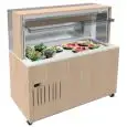 EXPOSITOR BUFFET MURAL CON SUPERFICIE CALIENTE DE CUARZO COMPACTO - MOD. VENEZIA MURO QPC - ESTRUCTURA DE MADERA - ENCIMERA Y SUPERFICIE DE CUARZO COMPACTO DE ALTA PUREZA - CRISTALES TEMPLADOS - Temperatura °C +30/+80 - Homologación CE