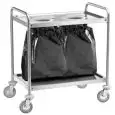 CARRO DE SERVICIO DOS PISOS - MOD. CA1391S2 - Estructura de acero inox con agujero para bolsa de basura -  Ruedas giratorias - Medidas cm A 109 x F 59 x h 93