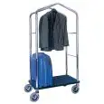CARRO PORTA MALETAS CON PERCHERO - MOD. PV4056 - Base de madera cubierto con moqueta - Soporte barra de acero tubular cromado - Borde paragolpes - Medidas cm A 95 x F 55 x h 183