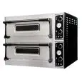 HORNO ELÉCTRICO MECÁNICO PARA PIZZA - Mod. BASIC XL99 CPR - N. 2 cámaras - Techo y base con piedras refractarias (lados excluidos) - Medidas de la cámara cm  A 108 x F 108 x 14 h - N. Pizzas 9 + 9 (Ø cm 35) - Potencia 26,4 Kw - CE