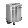 BASURERO DE ACERO INOX AISI 304 - MOD. 2455 - Acabado satinado - Fondo estanco - TAPA CON APERTURA A PEDAL - BASE CON RUEDAS REMOVIBLE - CAPACIDAD lt 50 - Medidas cm Ø 40  H 50 - PESO KG 10