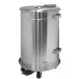 BASURERO DE ACERO INOX AISI 304 - MOD2456 - Acabado satinado - Fondo estanco - TAPA CON APERTURA A PEDAL - BASE CON RUEDAS REMOVIBLE - CAPACIDAD lt 70 - Medidas cm Ø 40  H 70 - PESO KG 12,9