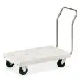 CARRETILLA PORTACAJAS DE POLIETILENO - MOD. 1840 - BASE DE POLIETILENO - MANIJAS DE TUBO INOX FIJO  Ø cm 2,5  - Ruedas ø cm 14 - 2 fijas y 2 giratorias - Se puede utilizar en externos - Medidas cm A 107 X F 57 X H 97