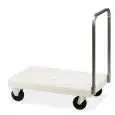 CARRETILLA PORTACAJAS DE POLIETILENO - MOD. 1841 - BASE DE POLIETILENO - Manijas de tubo cuadrado inox plegable cm 2,5x2,5 - Ruedas ø cm 14 - 2 fijas y 2 giratorias - Se puede utilizar en externos - Medidas cm A 95 X F 57 X H 87