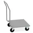 CARRETILLA PORTACAJAS DE ACERO INOXIDABLE - MOD. 1895 - BASE DE CHAPA DE ACERO INOX AISI 304 - MANIJA DE TUBO INOX - Ruedas ø cm 14 - 2 FIJAS Y 2 GIRATORIAS - MEDIDAS DE LA BASE cm 60 x 60 - Medidas cm A 60 X F 70 X H 97
