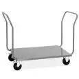 CARRETILLA PORTACAJAS DE ACERO INOXIDABLE - MOD. 1897M2 - BASE DE CHAPA DE ACERO INOX AISI 304 - DUE MANICI IN TUBO INOX - Ruedas ø cm 14 - 2 FIJAS Y 2 GIRATORIAS - MEDIDAS DE LA BASE cm 60 x 100 - Medidas cm A 60 X F 120 X H 97