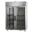ARMARIO DE REFRIGERACIÓN DE ACERO INOXIDABLE AISI 304 - VENTILADO - MIXTO TN+BT - Mod. AF I4 MID PNPV - CAPACIDAD Lt 1380 - 2 PUERTAS DE CRISTAL - 2 LUCES NEÓN INTERNAS - TEMPERATURA TN -2°/+10°C - TEMPERATURA BT -18°/-22°C - Medidas cm L 142 x P 80 x H 2