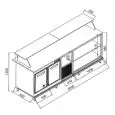 MOSTRADOR PIZZA Y BAR MULTIUSOS REFRIGERADO - SEMIACABADO, por panelar - MOD. BBR2501231VB - Alimentación monofásica 230v/50hz - Estático - Con motor incorporado - Potencia absorbida W 250 - Medidas Cm L 250 x P 65 x h 120 - Homologación CE