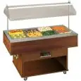 ISLA BUFFET BAÑO MARÍA PARA GASTRONOMÍA - MOD. DELIZIEMBM - ELEVACIÓN DE LA CAMPANA MOTORIZADA - Monofásico - TEMPERATURA °C +30/+90 - Potencia W2400 - Medidas cm L 142,3 x P 75 x h 147,8