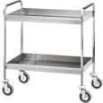 CARRO AUXILIAR DE CAMARERO COMEDOR DE DOS PISOS - MOD. CA1396 - Estructura de acero inox - N° 2 Cubas DE ACERO INOX insonorizadas h 6,5 cm - Medidas cm A 91 x F 57 x h 97