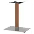 PATA CENTRAL TIFFANY - MOD. 5050 - BASE RECTANGULAR de ACERO INOX LÚCIDO o SATINADO cm 60x40 con LASTRE bajo la base - 4 pies de regulación - COLUMNA CUADRADA de madera maciza de mm 80x80 - Encimera máx. cm 140x80 - Para INTERIORES - Med. cm L 60 x P 40 x