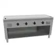 COCINA TEPPANYAKI ELÉCTRICA 4 zonas de cocción  - MOD. VGP4180G - Construida exclusivamente a medida - Armario abierto - Plancha de cocción en baño de cromo duro y lúcido - Canal perimetral - Potencia eléctrica kW 21,6 (4x5,4 kW) - Alimentación trifásica 