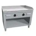 COCINA TEPPANYAKI ELÉCTRICA 2 zonas de cocción  - MOD. VGO2100G - Construida exclusivamente a medida - Armario abierto - Plancha de cocción en baño de cromo duro y lúcido - Peto y protecciones en los 4 lados - Potencia eléctrica kW 10,8 (2x5,4 kW) - Alime
