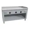 COCINA TEPPANYAKI ELÉCTRICA 3 zonas de cocción  - MOD. VGO3120G - Construida exclusivamente a medida - Armario abierto - Plancha de cocción en baño de cromo duro y lúcido - Peto y protecciones en los 4 lados - Potencia eléctrica kW 16,2 (3x5,4 kW) - Alime
