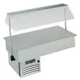 EXPOSITOR EMPOTRABLE CON SUPERFICIE REFRIGERADA - MOD. SINFONIA BRINA - Temp. °C -1/0 - CÚPULA CON SISTEMA DE ELEVACIÓN ELÉCTRICO - Alimentación monofásica V 230/1/50 Hz - REFRIGERACIÓN ESTÁTICA - GAS REFRIGERANTE R290 - DESESCARCHE MANUAL