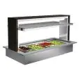 EXPOSITOR ENCASTRABLE EN ISLA CON CUBA REFRIGERADA VENTILADA - MOD. VENEZIA DI/RFVT - PARA GASTRONOMÍA - CUBA DE ACERO INOX AISI 304 - CONTROL Temperatura DIGITAL - TEMP. °C 0/+3 - ALIMENTACIÓN MONOFÁSICA 230V/1/50HZ - REFRIGERACIÓN VENTILADA - GAS REFRIG