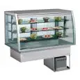VITRINA DE EXPOSICIÓN REFRIGERADA ENCASTRABLE - MOD. CUBANA CERVINO DI/RFVT - CUBA AISLADA PARA 4 GN 1/1 Y 3 ESTANTES DE CRISTAL  - Temperatura °C +2/+4 (CON CORTINA) o +6/+8 - REFRIGERACIÓN VENTILADA - ALIMENTACIÓN MONOFÁSICA 230V/1/50Hz - MEDIDAS cm A 1