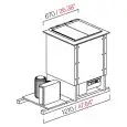 CUBAS de pozos empotrables para Helados y Granizados con RESERVA - MOD. PANORAMA4RIS - 1 TEMPERATURA - Semiacabado, por panelar - Refrigeración VENTILADA - Alimentación monofásica V230/50hz - N. 4 pozos/cubetas - CON UNIDAD CONDENSADORA INCORPORADA - Medi