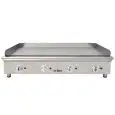 Plancha Frytop de Gas de acero rectificado 15 mm - Mod 130FRYGRN - Potencia 22 kw - Superficie útil AxF 1226x396 mm - Quemadores n 8 - Dimensiones A 1310 x F 587 x H 364 mm - Peso 92 kg