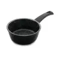 CACEROLA 1 MANGO REVESTIDA INTERNAMENTE CON PIEDRA VOLCÁNICA - EXTERNO CON BARNIZ PTFE NEGRO - MANGO SOLDADO DE BAQUELITA - COMPATIBLE CON COCINAS DE INDUCCIÓN - MEDIDAS ø cm. 16