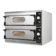 HORNO ELÉCTRICO PARA PIZZA - Mod. UM 66 BIG/L - N. 2 cámaras - Base refractaria o Techo y base refractarios - Bajos consumos - Medidas de la cámara cm A 108 x F 72 x h 14 - N. Pizzas 6 + 6 (Ø cm 36) - N. 4 bandejas 60x40cm - Potencia 18 Kw - Alimentación 