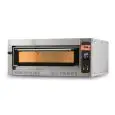 HORNO ELÉCTRICO PARA PIZZA - Mod. TECMASTER D 4  - CONTROL ELECTRÓNICO con PANTALLA - N. 1 cámara - Base refractaria o Techo y base refractarios - Bajos consumos - Medidas de la cámara cm A 72 x F 72 x h 14 - N. Pizzas 4 (Ø cm 36) - N. 1 bandeja 60x40cm -