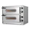 HORNO ELÉCTRICO PARA PIZZA - Mod. LITTLE/BIS GLASS - PUERTAS DE CRISTAL - N. 2 cámaras - Bases de cocción con piedras refractarias - Medidas de la cámara (x2) cm A 41 x F 36 x h 11 - N. Pizzas 1 + 1 (Ø cm 33) - Potencia 3,2 Kw - Monofásico - Homologación 