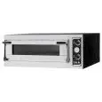HORNO ELÉCTRICO MECÁNICO PARA PIZZA - Mod. TRAYS 4 GLASS - N. 1 cámara - Superficie con piedras refractarias o Cámara totalmente refractaria - Medidas de la cámara cm A 82 x F 84 x 17,5 h - N. Pizzas 4 (Ø cm 40)/N. 2 bandejas cm 60x40 - Potencia 6,9 Kw - 