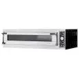 HORNO ELÉCTRICO MECÁNICO PARA PIZZA - Mod. TRAYS 6L GLASS - N. 1 cámara - Superficie con piedras refractarias o Cámara totalmente refractaria - Medidas de la cámara cm A 123 x F 84 x 17,5 h - N. Pizzas 6 (Ø cm 40)/N. 3 bandejas en horizontal cm 60x40 - Po