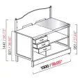 Mostrador de LOTERÍAS APUESTAS Y ESTANCOS - SEMIACABADO - Longitud 150cm - MOD. CX91/15P - Con Encimera inox o con predisposición para Encimera de mármol, granito, aglomerado - Medidas cm L 150 x P 72,8 x h 144,1