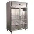 ARMARIO DE REFRIGERACIÓN DE ACERO INOX AISI 304 - VENTILADO - Mod. G-GN1410TN - GASTRONORM 2/1 (cm 65 x 53) - N. 2 PUERTAS DE CRISTAL - CAPACIDAD Lt 1325 - TEMPERATURA -2°/+8° C - Medidas cm A 148 x F 83 x h 201 - CE
