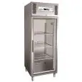 ARMARIO DE REFRIGERACIÓN DE ACERO INOX AISI 304 - VENTILADO - Mod. G-GN650BTG - GASTRONORM 2/1 (cm 65 x 53) - N. 1 PUERTA DE CRISTAL - CAPACIDAD Lt 650 - TEMPERATURA -18°/-22° C - Medidas cm A 74 x F 83 x h 201 - CE