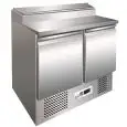 MESA ENSALADERA Y MESA DE TRABAJO REFRIGERADA DE ACERO INOX AISI 304 - Mod. G-PS200 - ESTÁTICA - GASTRONORM 1/1 (cm 53 x 32,5) - 2 PUERTAS REFRIGERADAS - TEMPERATURA +2°/+8°C - Medidas cm.  A 90 x F 70 x h 101 - CE