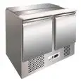 SALADETTE REFRIGERADA DE ACERO INOX AISI 304 - Mod. G-S902 - ESTÁTICA -GASTRONORM 1/1 (cm 53 x 32,5) - 2 PUERTAS REFRIGERADAS - TEMPERATURA +2°/+8°C - Medidas cm. A 104,5 x F 70 x h 85 - CE