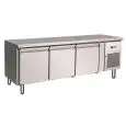 MESA REFRIGERADA DE ACERO INOX AISI 304 - VENTILADO - ALTURA 65 CM - Mod. G-UGN3100TN - GASTRONORM 1/1 (cm 53 x 32,5) - N. 3 PUERTAS - CAPACIDAD BRUTA Lt 262 - TEMPERATURA -2°/+8°C - Medidas cm. A 179,5 x F 70 x h 65 - CE