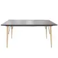 Mesa - color negro - Estructura en metal pintado, patas en madera de haya, tablero extensible en MDF plastificado efecto piedra - Modelo 1324-A75-01