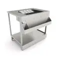 BAJOMOSTRADOR MESA COCTELERA - SEMIACABADO - MOD. B.COCKTAIL/10P - CON ENCIMERA de ACERO INOX - Medidas cm L 100 x P 72,8 x h 95,1
