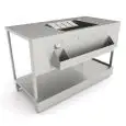 BAJOMOSTRADOR MESA COCTELERA - SEMIACABADO - MOD. B.COCKTAIL/15P - CON ENCIMERA de ACERO INOX - Medidas cm L 150 x P 72,8 x h 95,1