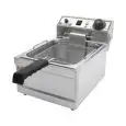 FREIDORA ELÉCTRICA DE SOBREMESA - Mod. FB 6 - Capacidad de la cuba Lt. 6 de aceite - Potencia kW 3 - Alimentación monofásica - Medidas cm A 29,5 x F 43 x 29h - Homologación CE
