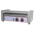CALENTADORA DE PERRITOS CALIENTES Y SALCHICHAS - Mod. R 7 - 7 rodillos de acero inox - Capacidad aprox. 12 pz - Temperatura +50/+250 °C - Potencia W 590 - Alimentación monofásica - Medidas cm A 58 x F 30,5 x 23h - Homologación CE