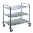 CARRO DE SERVICIO DE 3 PISOS - Mod. RPC 3 - Estructura y baldas de acero inox - 4 ruedas giratorias (2 con freno) - Capacidad por piso Kg 30 - Homologación CE
